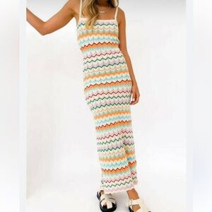 NWT VRG GRL Long Lunch multicolor knit maxi dress